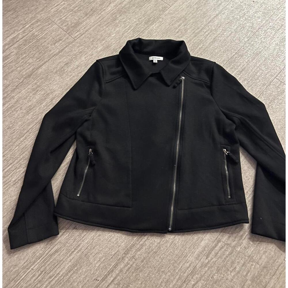 Max Studio Black Moto Zip Jacket | Size Large | Sleek & Edgy